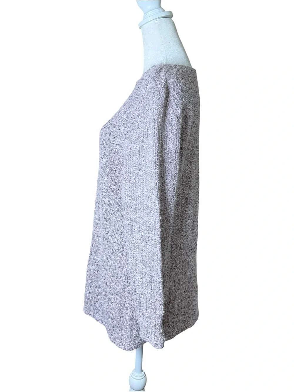 cut loose Lavender Textured Knit Sweater Linen Cotton Blend Medium Relaxed Top